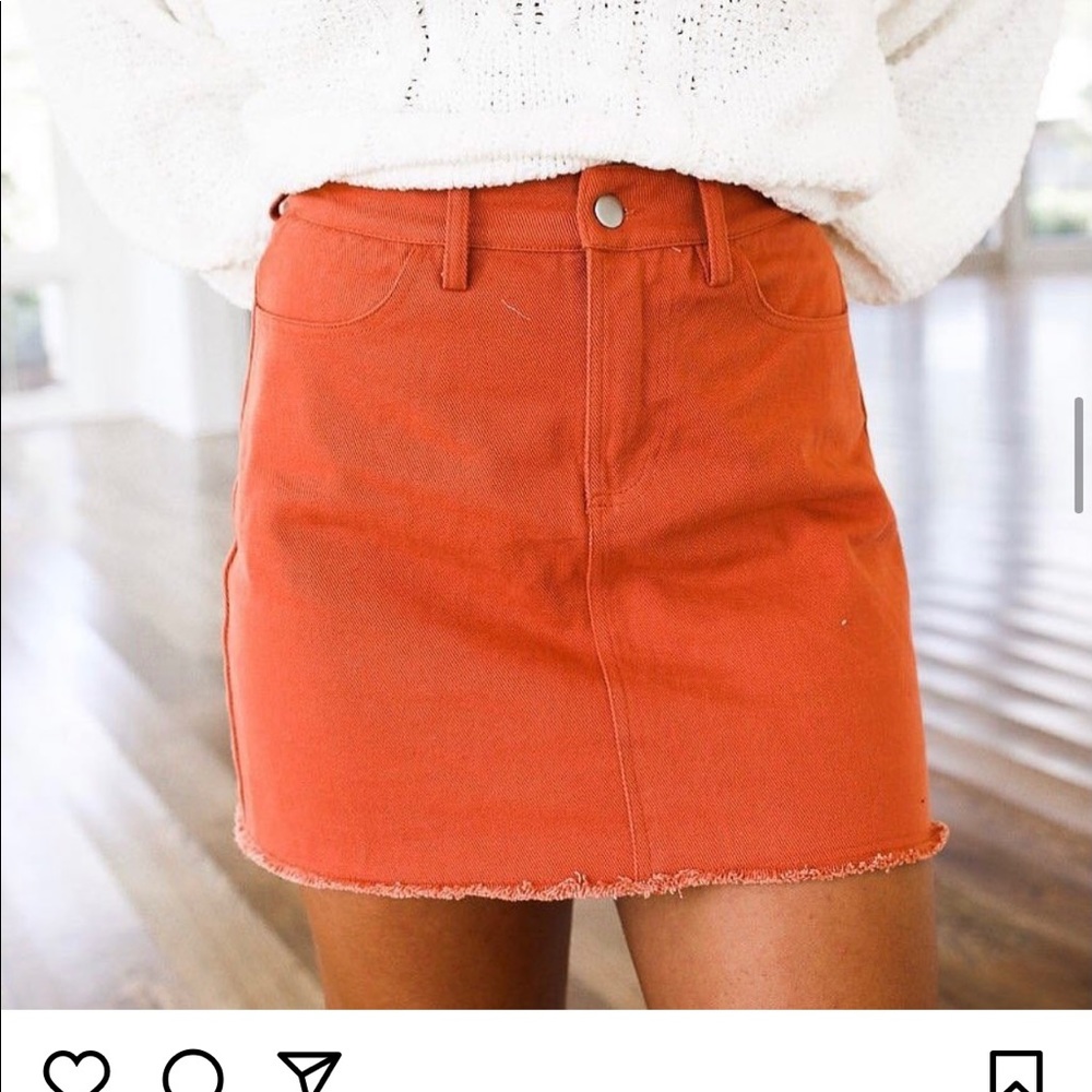 Rust high waisted denim skirt